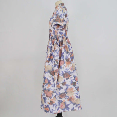Erdem Multicolor Blend Cotton Floral Taffeta Midi Shirtdress