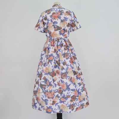 Erdem Multicolor Blend Cotton Floral Taffeta Midi Shirtdress