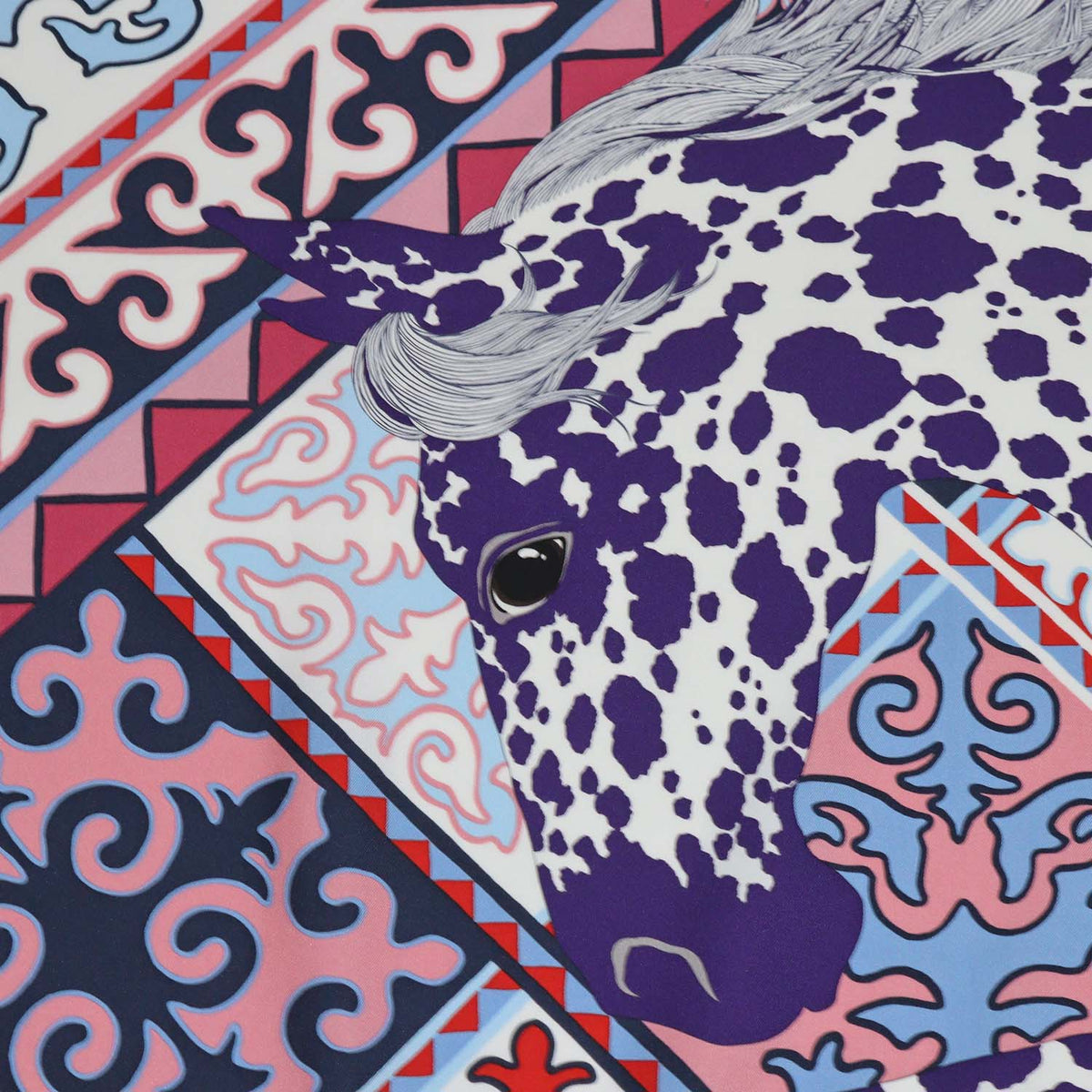 Hermes Multicolor Silk Appaloosa des Steppes Scarf 90