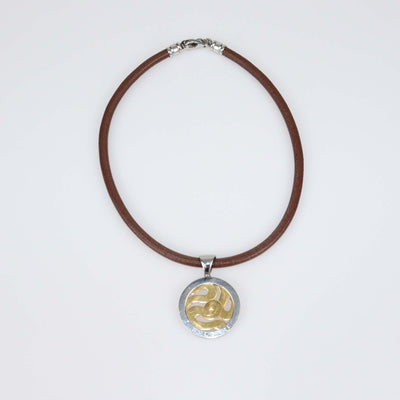 Bvlgari Tondo Snake Diamond 18k Yellow Gold Steel Leather Cord Necklace