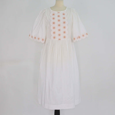 See by Chloe White Cotton Floral Embroidered Detail Poplin Midi Dress