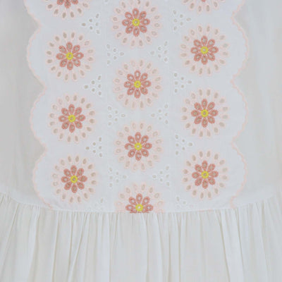 See by Chloe White Cotton Floral Embroidered Detail Poplin Midi Dress