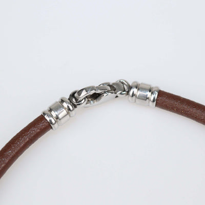 Bvlgari Tondo Snake Diamond 18k Yellow Gold Steel Leather Cord Necklace