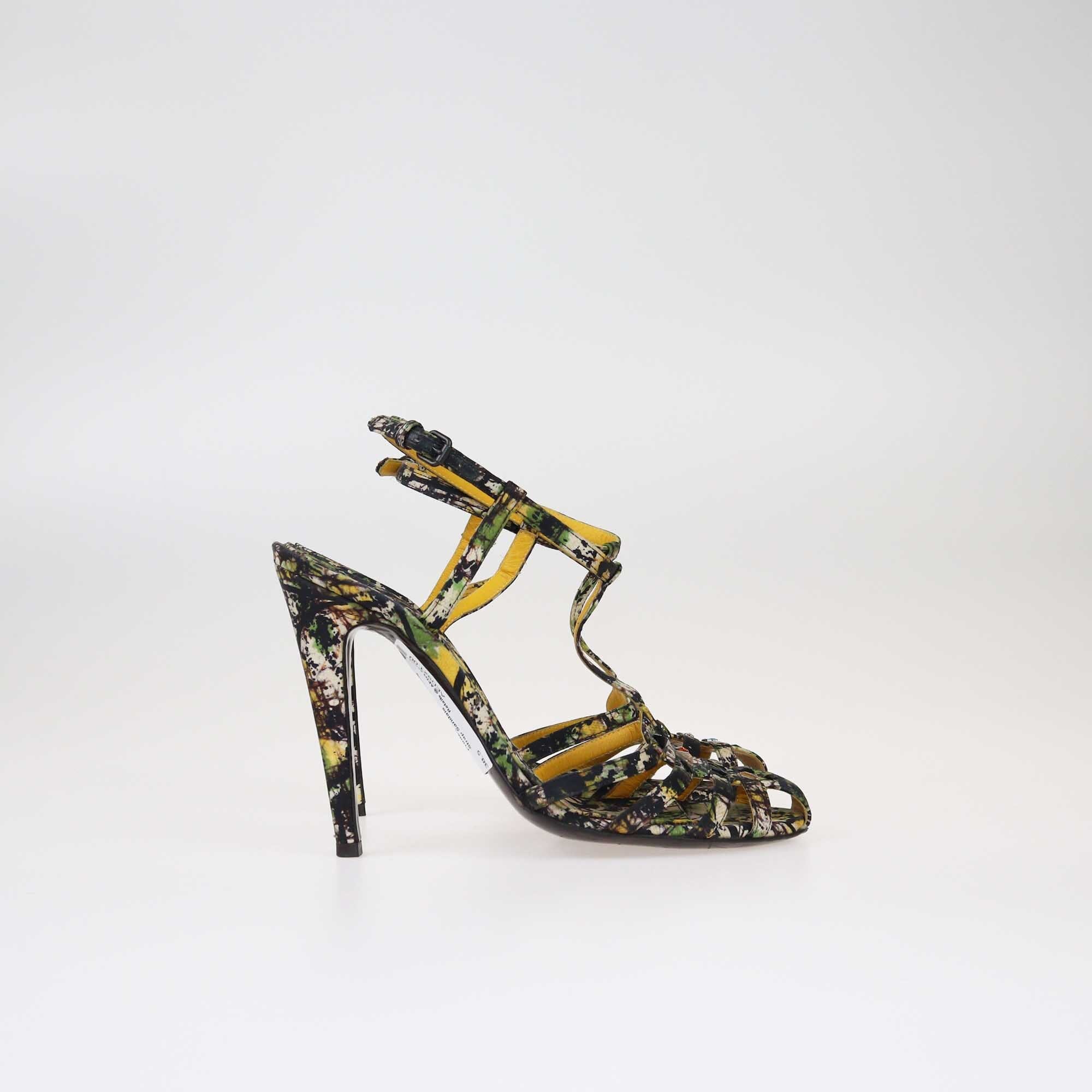 Bottega Veneta Multicolor Printed Embellished Ankle Strap Sandals Shoes Bottega Veneta 