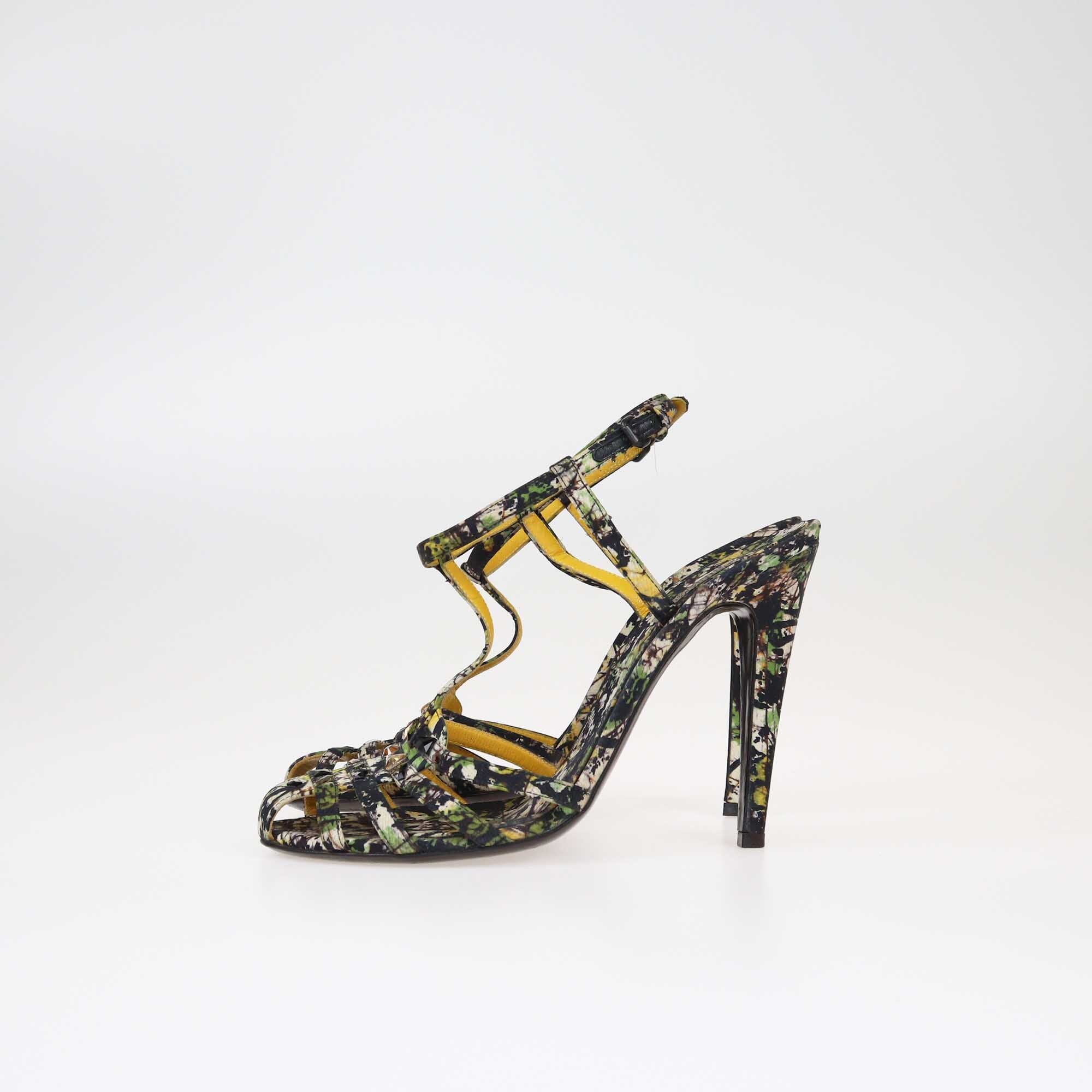 Bottega Veneta Multicolor Printed Embellished Ankle Strap Sandals Shoes Bottega Veneta 