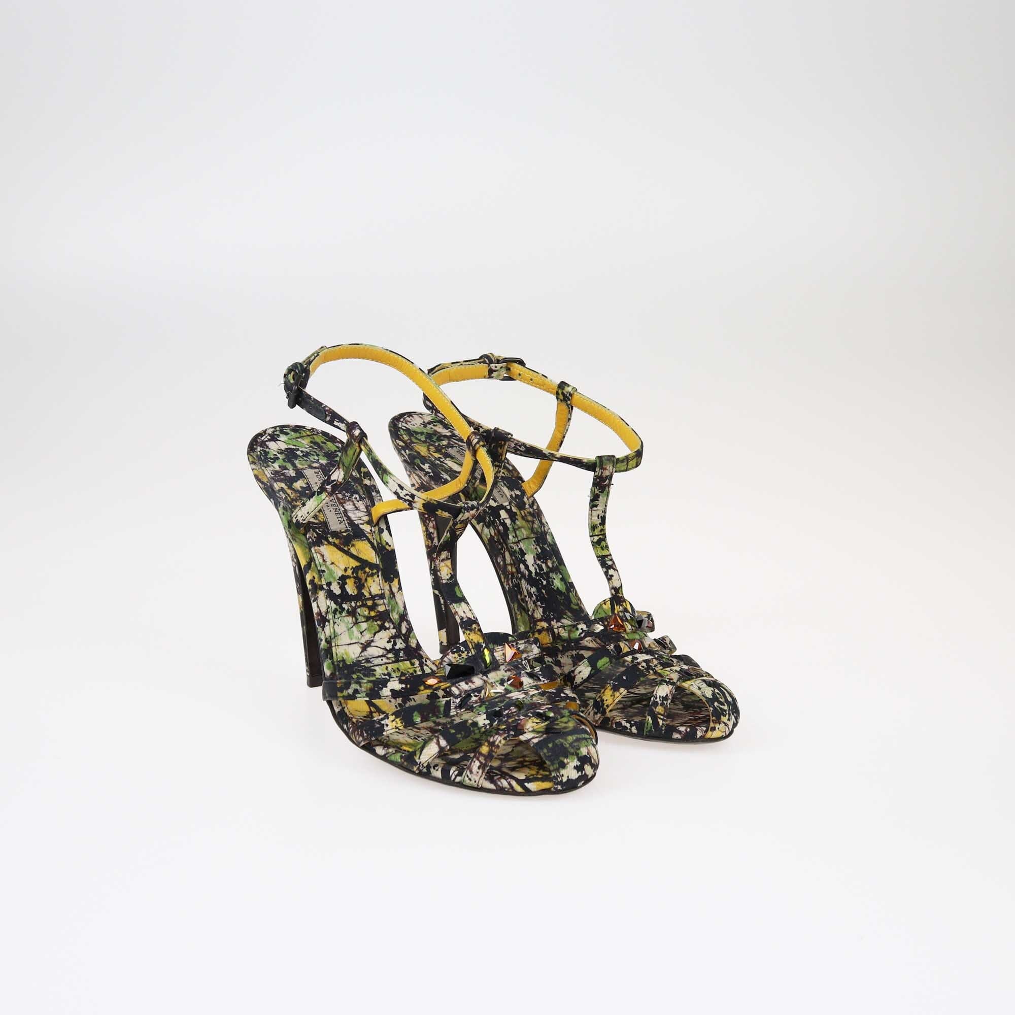 Bottega Veneta Multicolor Printed Embellished Ankle Strap Sandals Shoes Bottega Veneta 