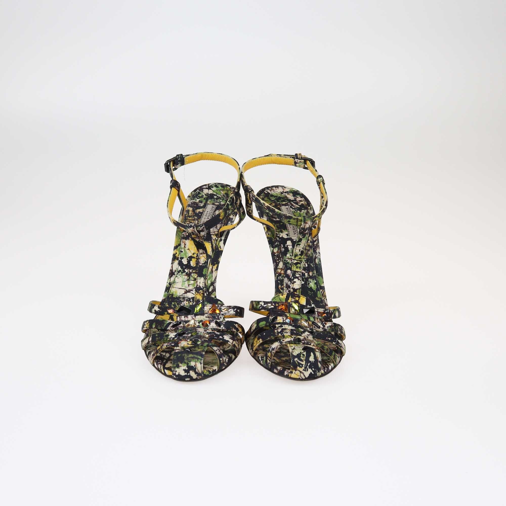 Bottega Veneta Multicolor Printed Embellished Ankle Strap Sandals Shoes Bottega Veneta 