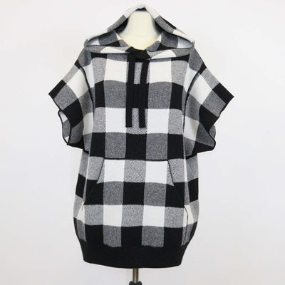 Christian Dior White/Black Cashmere Blended J'Adior Checkered Sleeveless Hoodie