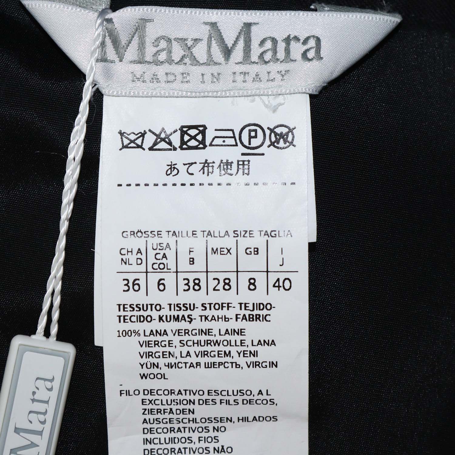Max Mara Black/White Striped Wool Midi Skirt