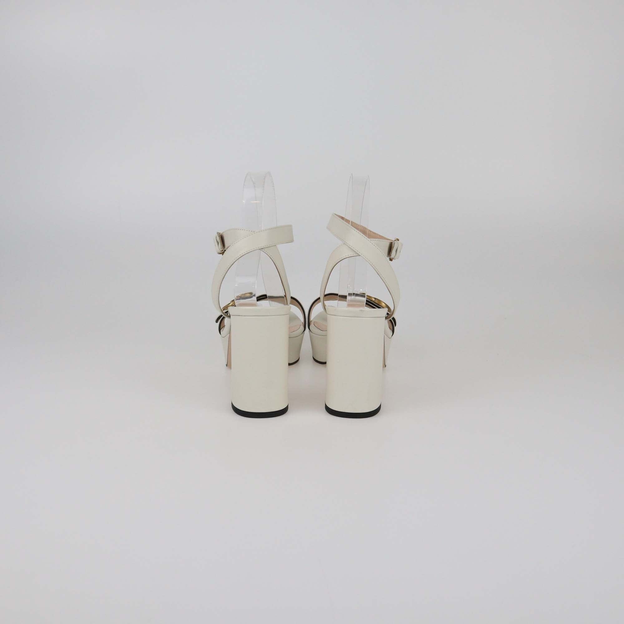 Gucci Off White GG Marmont Platform Ankle Strap Sandals Womens Gucci 