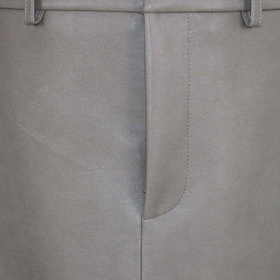 The Frankie Shop Light Green Faux Leather Maybelle Slit Midi Skirt