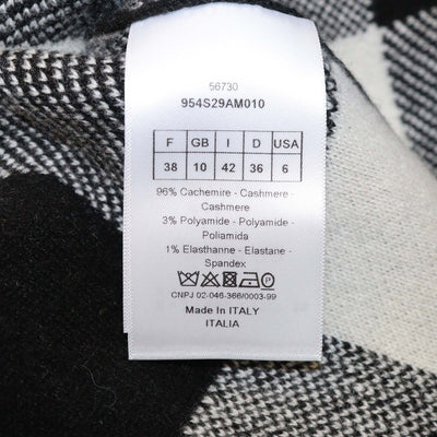 Christian Dior White/Black Cashmere Blended J'Adior Checkered Sleeveless Hoodie