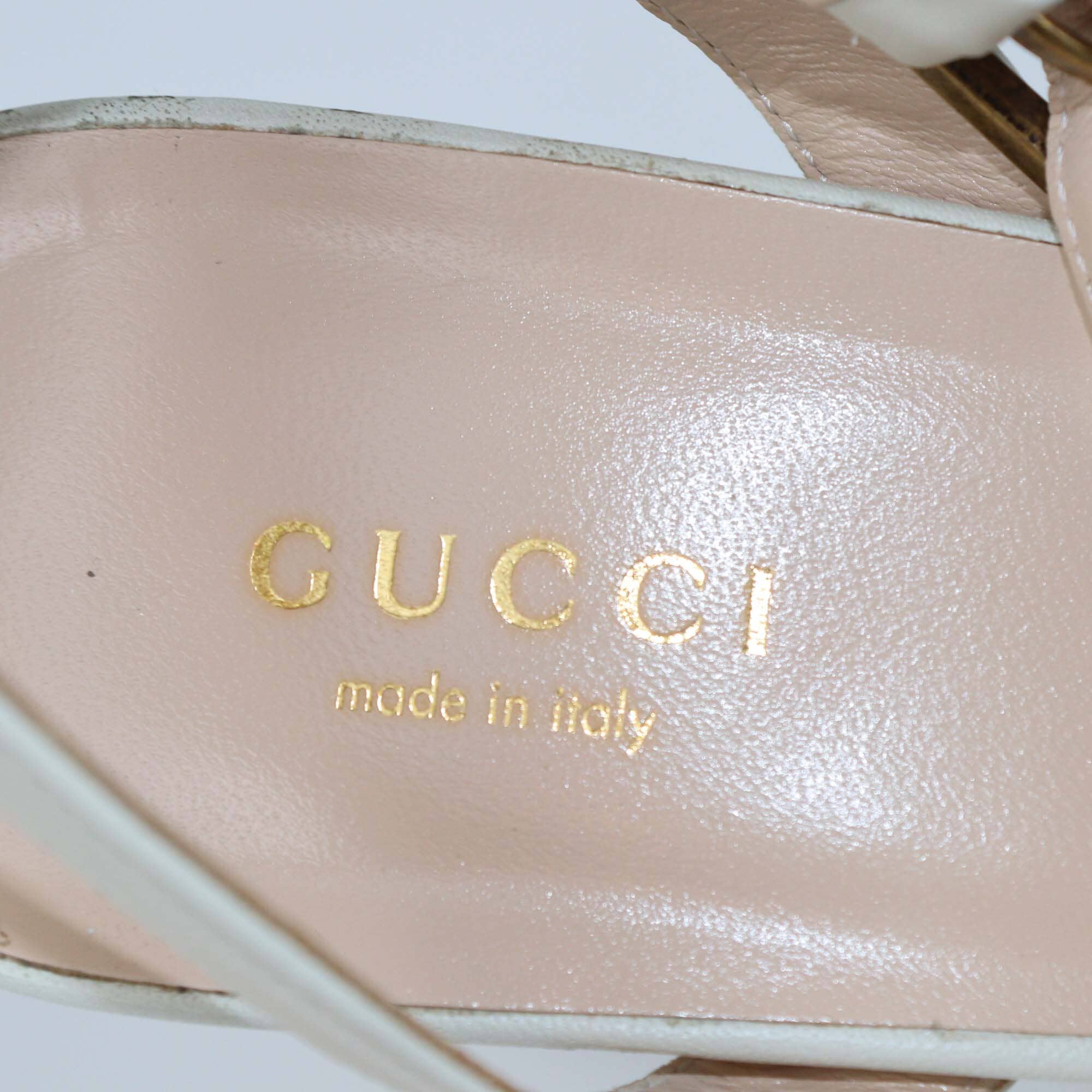 Gucci Off White GG Marmont Platform Ankle Strap Sandals Womens Gucci 