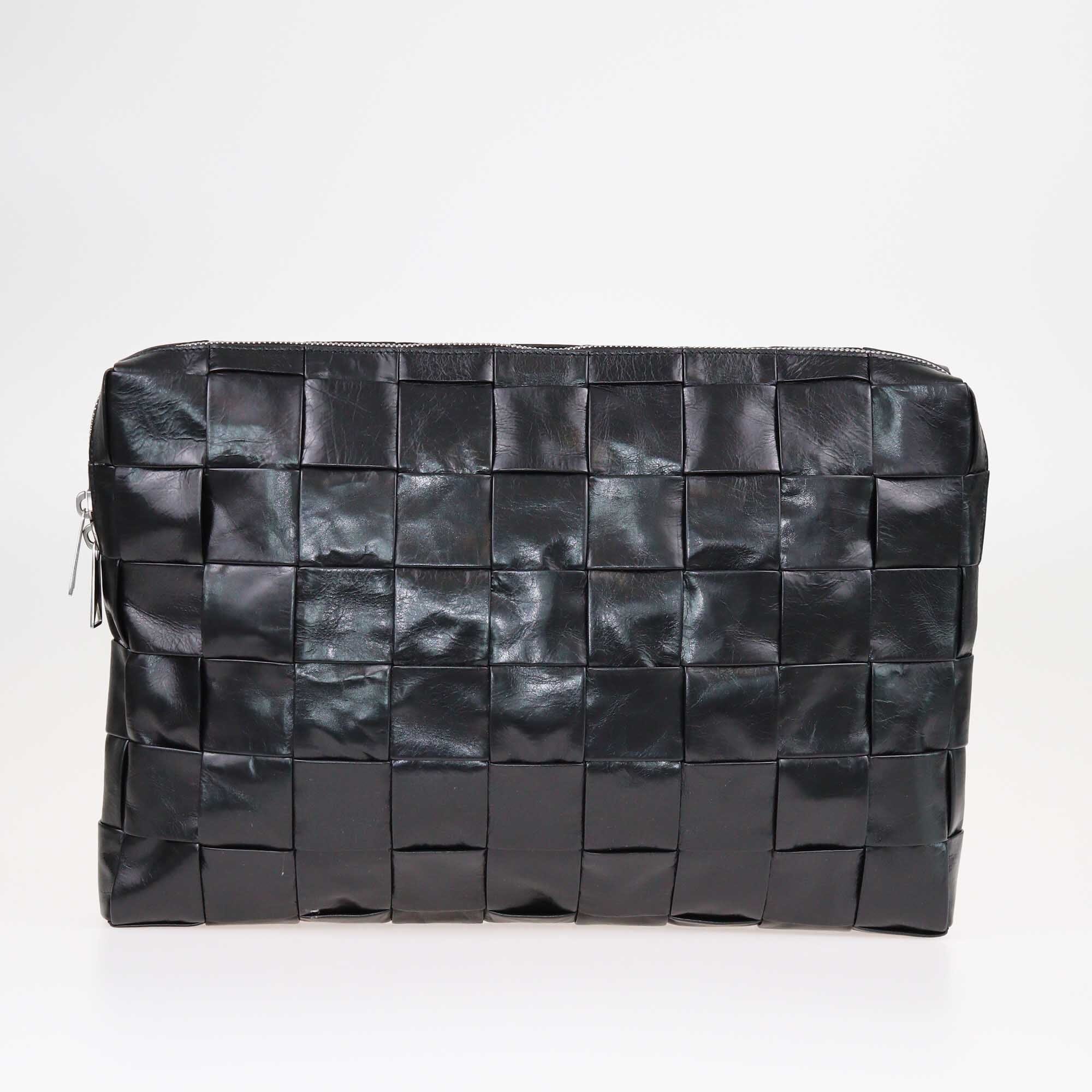 Bottega Veneta Black Intrecciato Document Case Clutch Bag Bags Bottega Veneta 