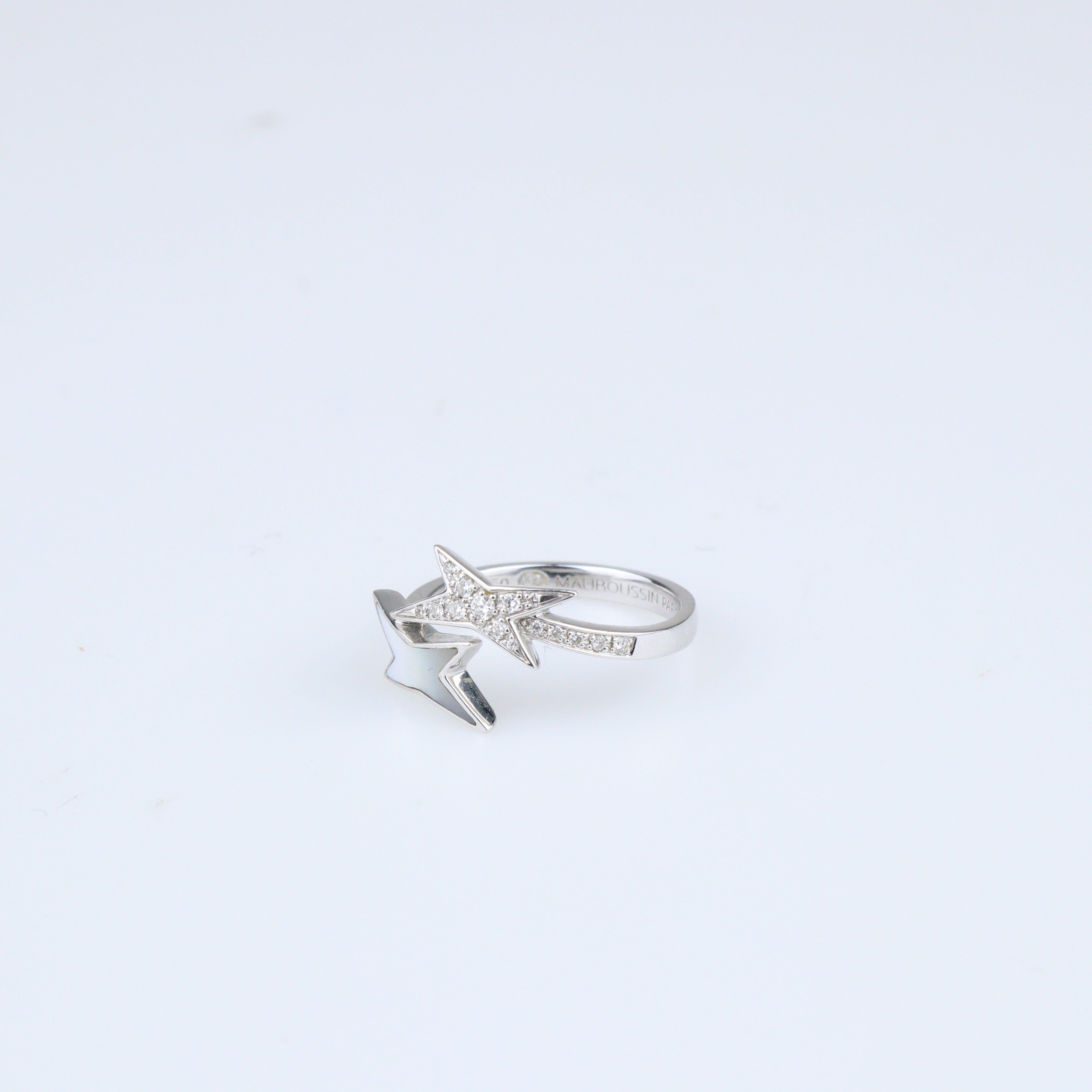 Etoile Star Of Life 18K White Gold Diamond Ring Fine Jewelry Mauboussin 