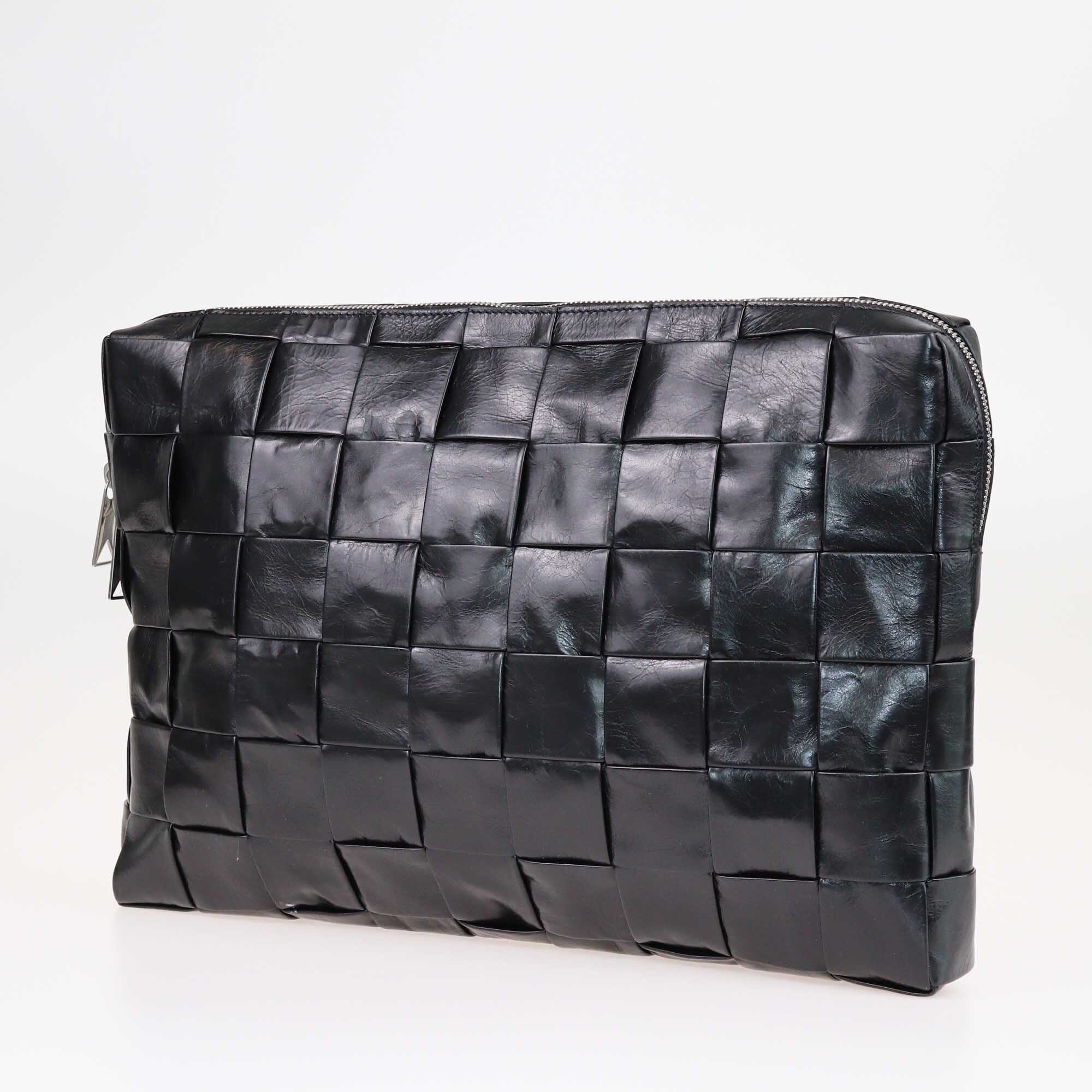 Bottega Veneta Black Intrecciato Document Case Clutch Bag Bags Bottega Veneta 