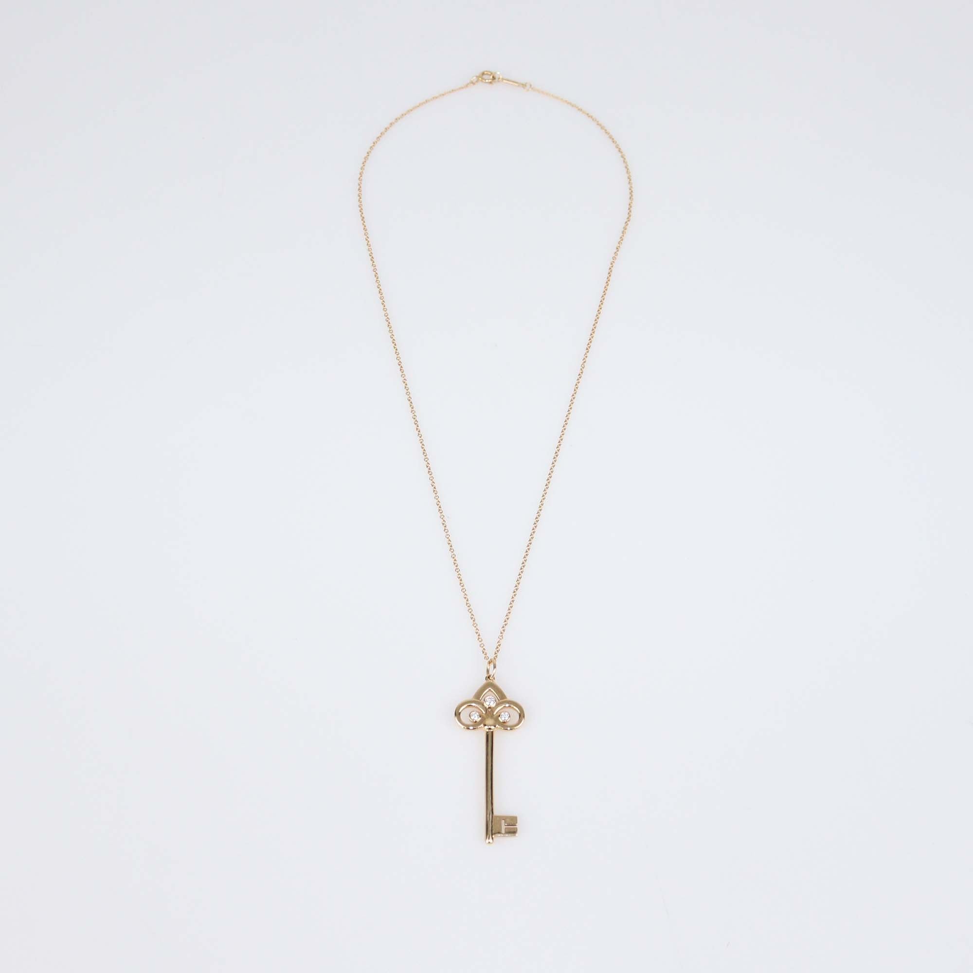 Tiffany & co. Fleur de Lis Diamond 18k Rose Gold Necklace