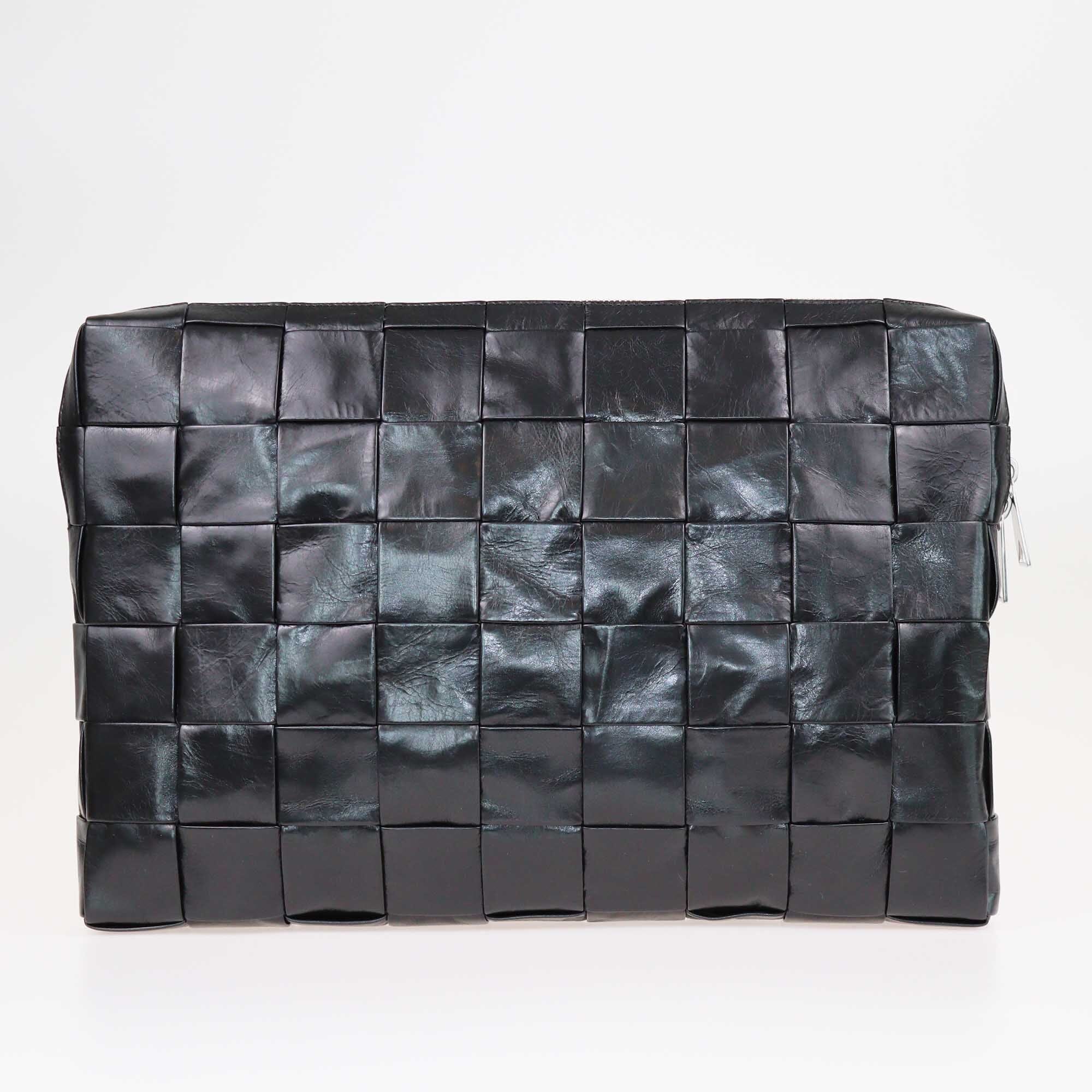 Bottega Veneta Black Intrecciato Document Case Clutch Bag Bags Bottega Veneta 