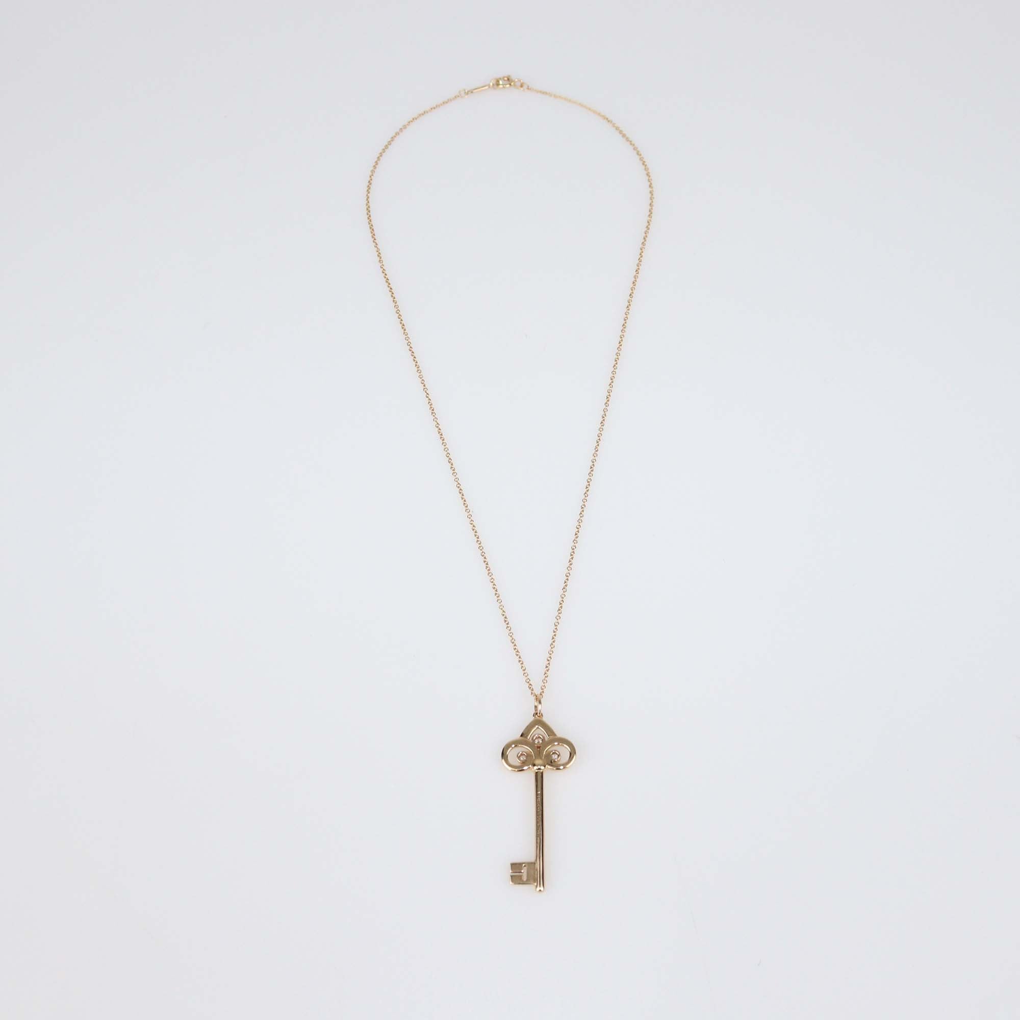Tiffany & co. Fleur de Lis Diamond 18k Rose Gold Necklace