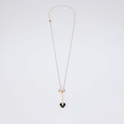 Cartier Amulette De Cartier Onyx Mother of Pearl Diamonds 18k Rose Gold XS Necklace