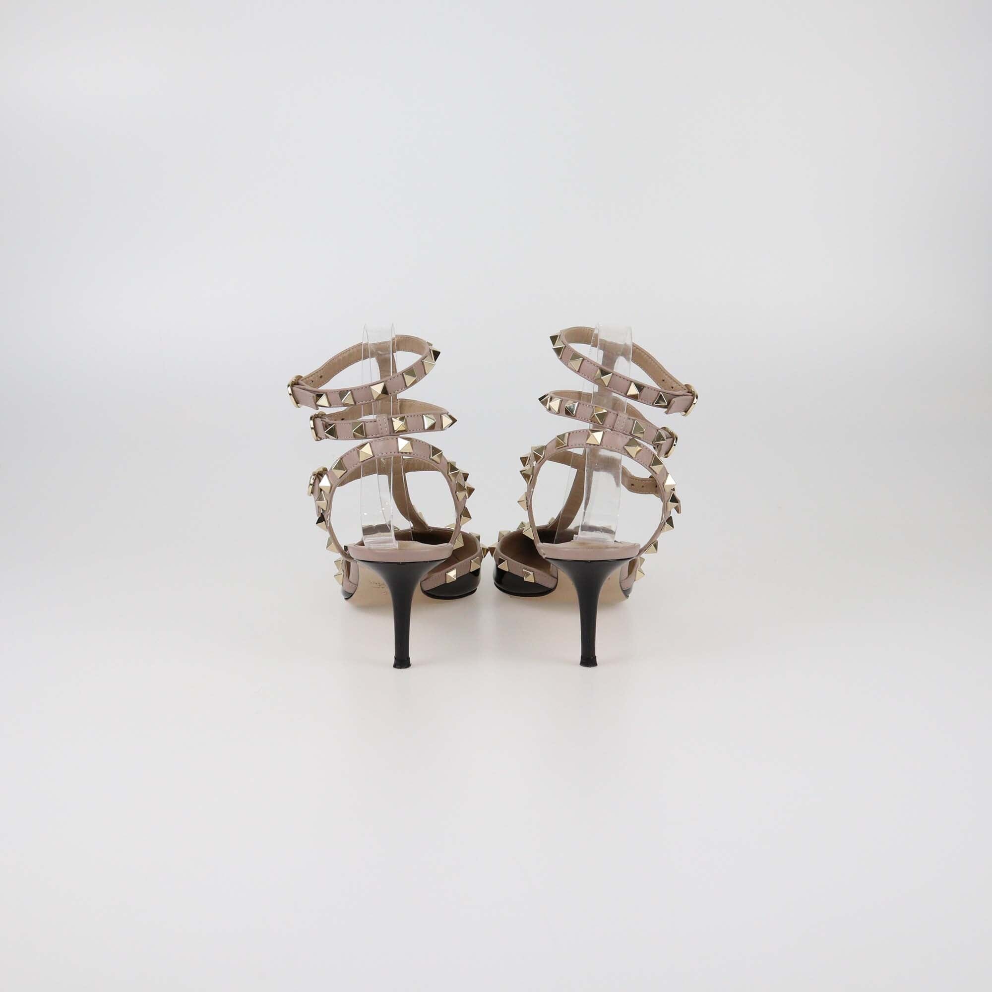 Valentino Black/Mauve Patent Rockstud Caged Pumps Womens Valentino 