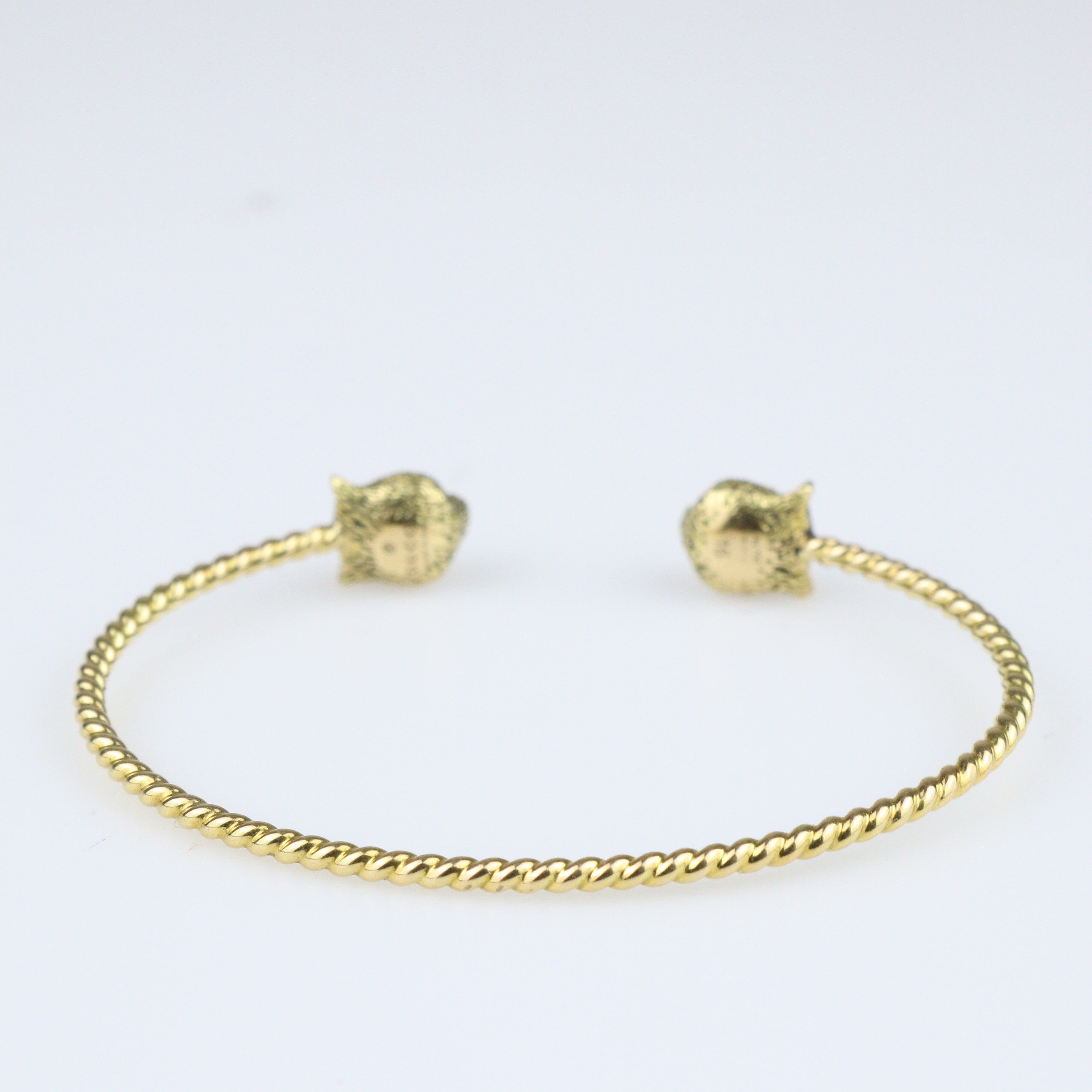 Marche des Merveilles Tiger 18K Yellow Gold Diamond Open Cuff Bracelet Fine Jewelry Gucci 