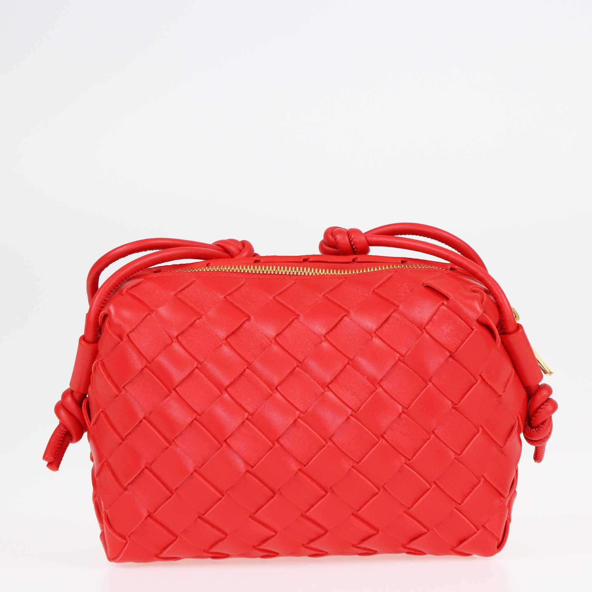 Bottega Veneta Red Intrecciato Mini Loop Camera Crossbody Bag Bags Bottega Veneta 