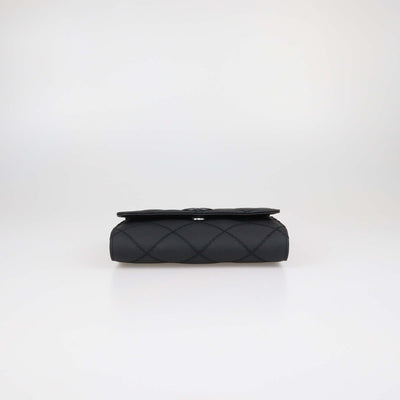 Tory Burch Matte Black Quilted Leather Willa Wallet on Chain