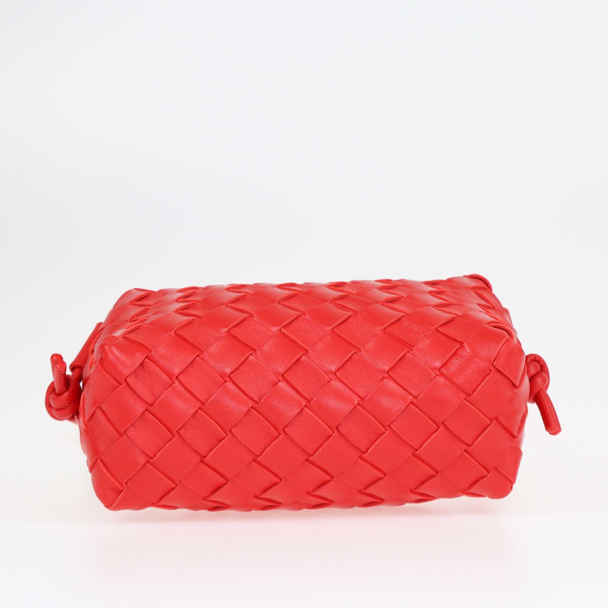 Bottega Veneta Red Intrecciato Mini Loop Camera Crossbody Bag