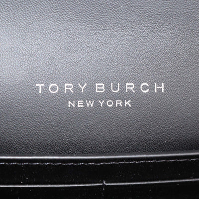 Tory Burch Matte Black Quilted Leather Willa Wallet on Chain