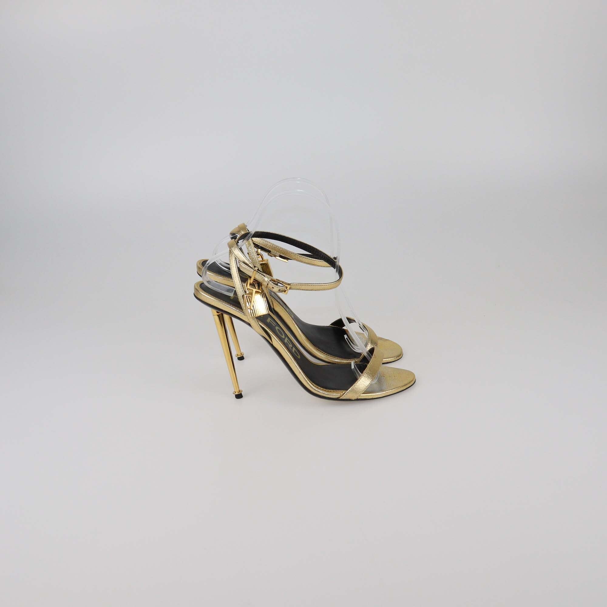 Tom Ford Gold Padlock Pointy Naked Sandals Womens Tom Ford 