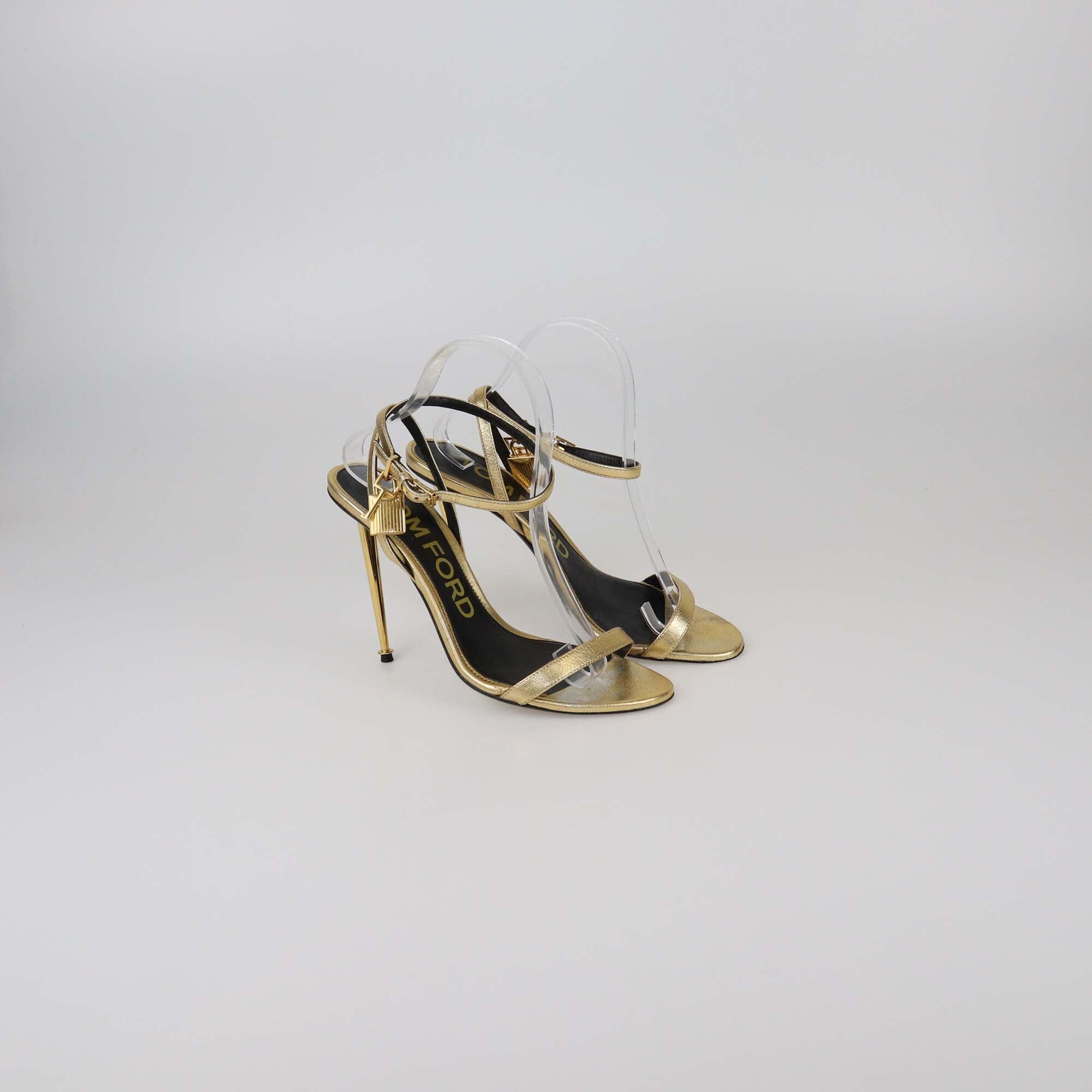 Tom Ford Gold Padlock Pointy Naked Sandals Womens Tom Ford 