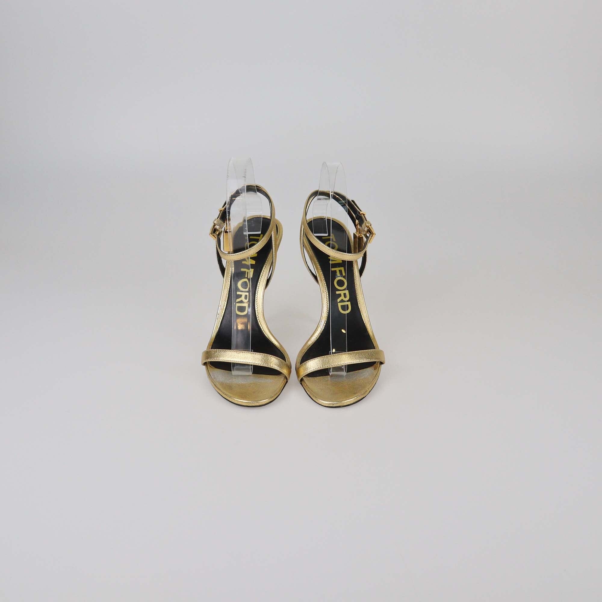 Tom Ford Gold Padlock Pointy Naked Sandals Womens Tom Ford 
