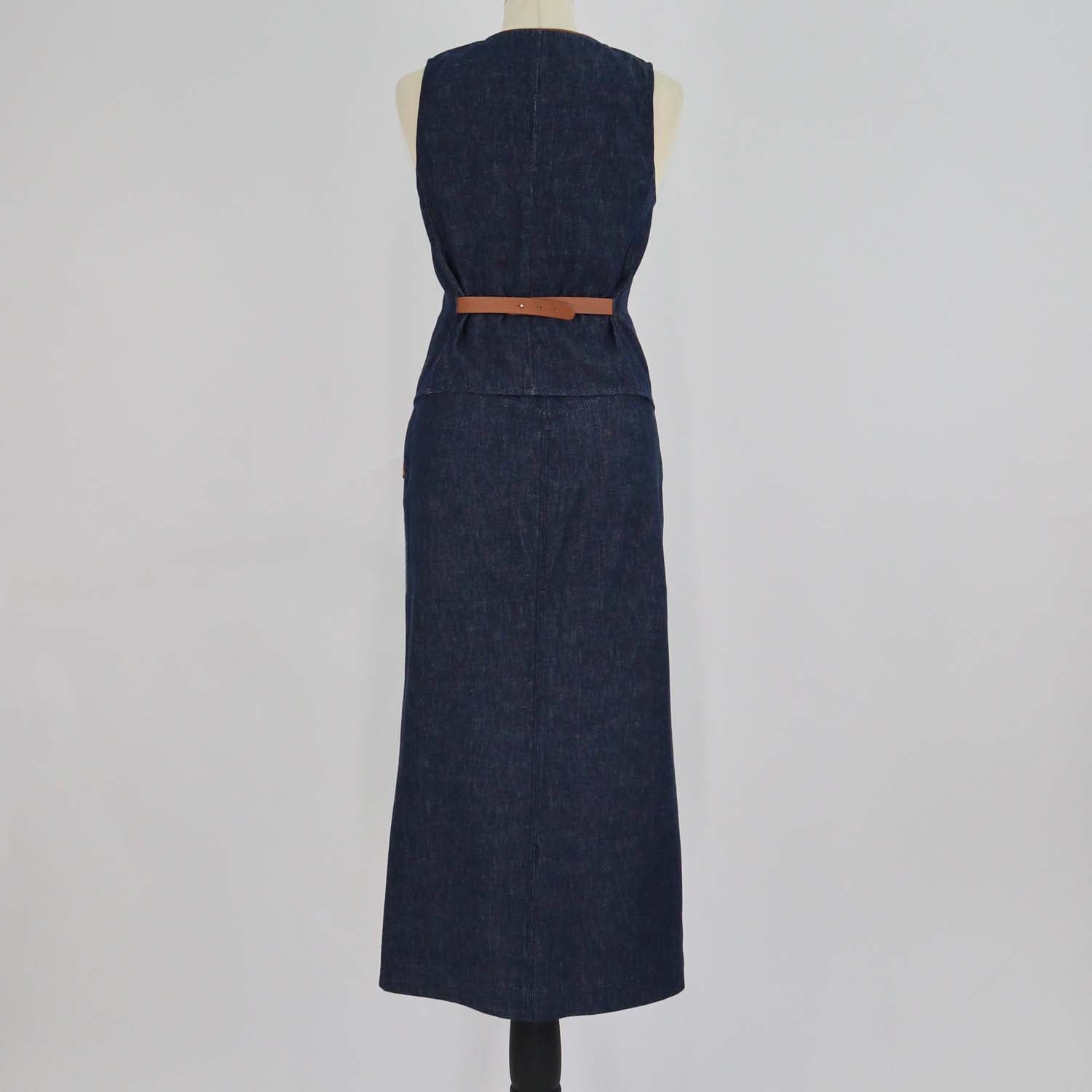 Giorgio Armani Dark Blue Denim Vest & Long Skirt Set