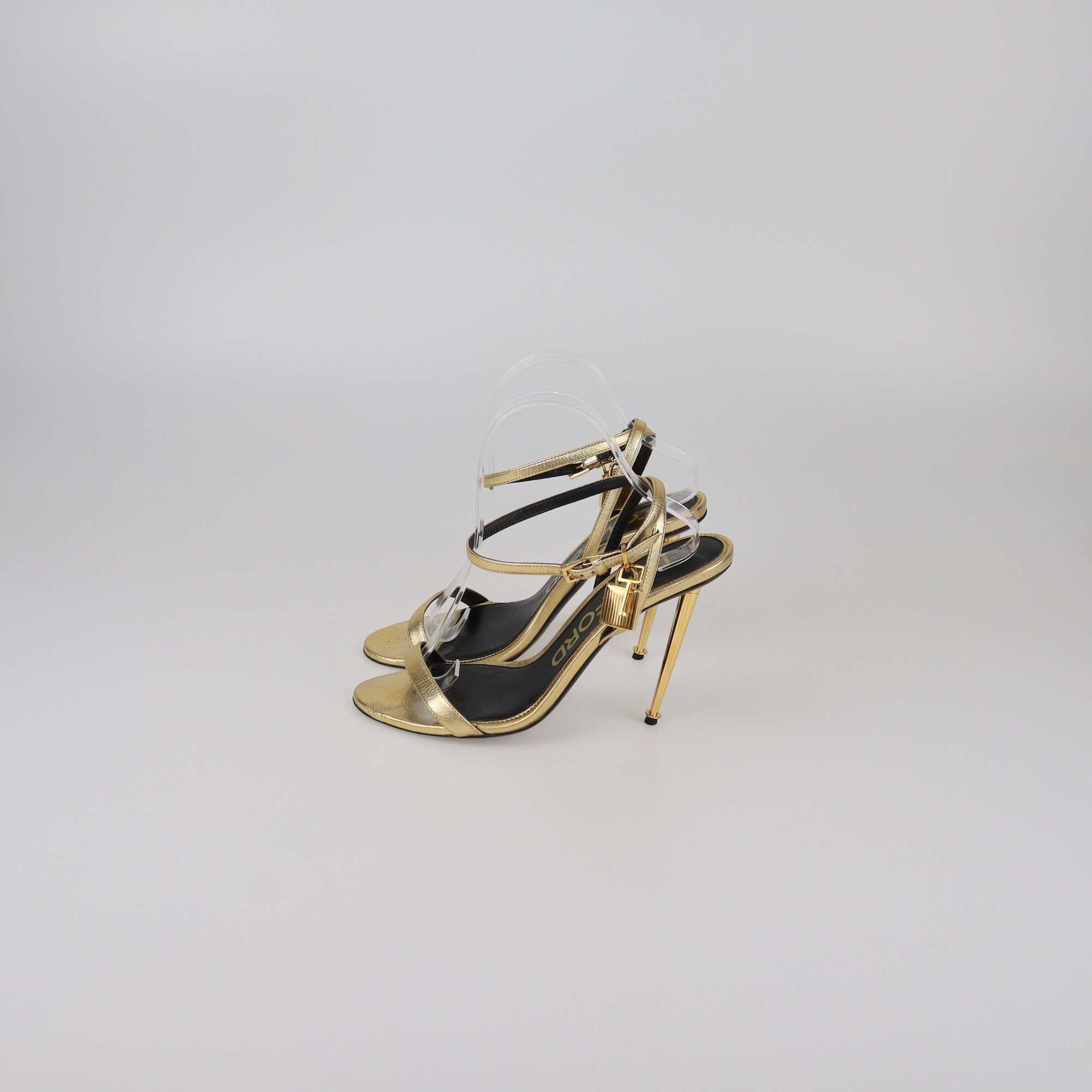 Tom Ford Gold Padlock Pointy Naked Sandals Womens Tom Ford 