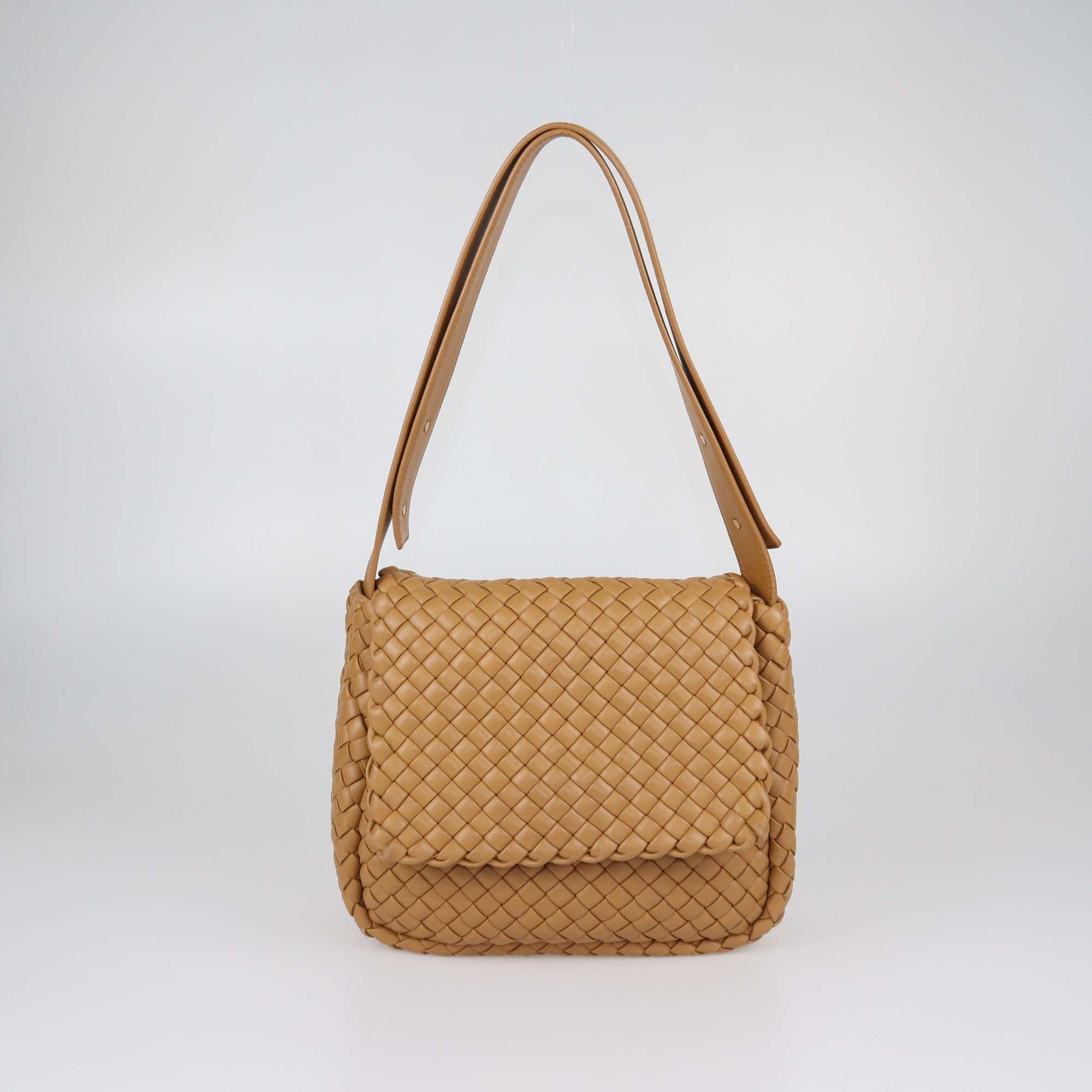 Bottega Veneta Brown Intrecciato Leather Cobble Shoulder Bag