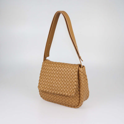Bottega Veneta Brown Intrecciato Leather Cobble Shoulder Bag