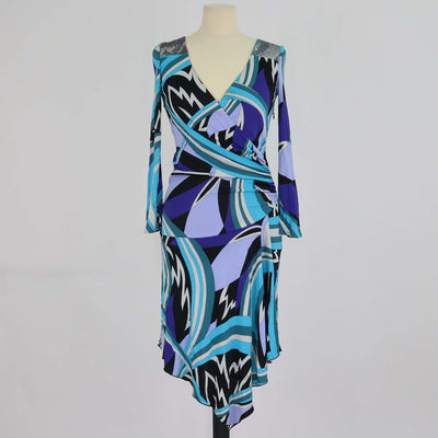 Emilio Pucci Multicolor Viscose Strass Shoulder Embellished Dress