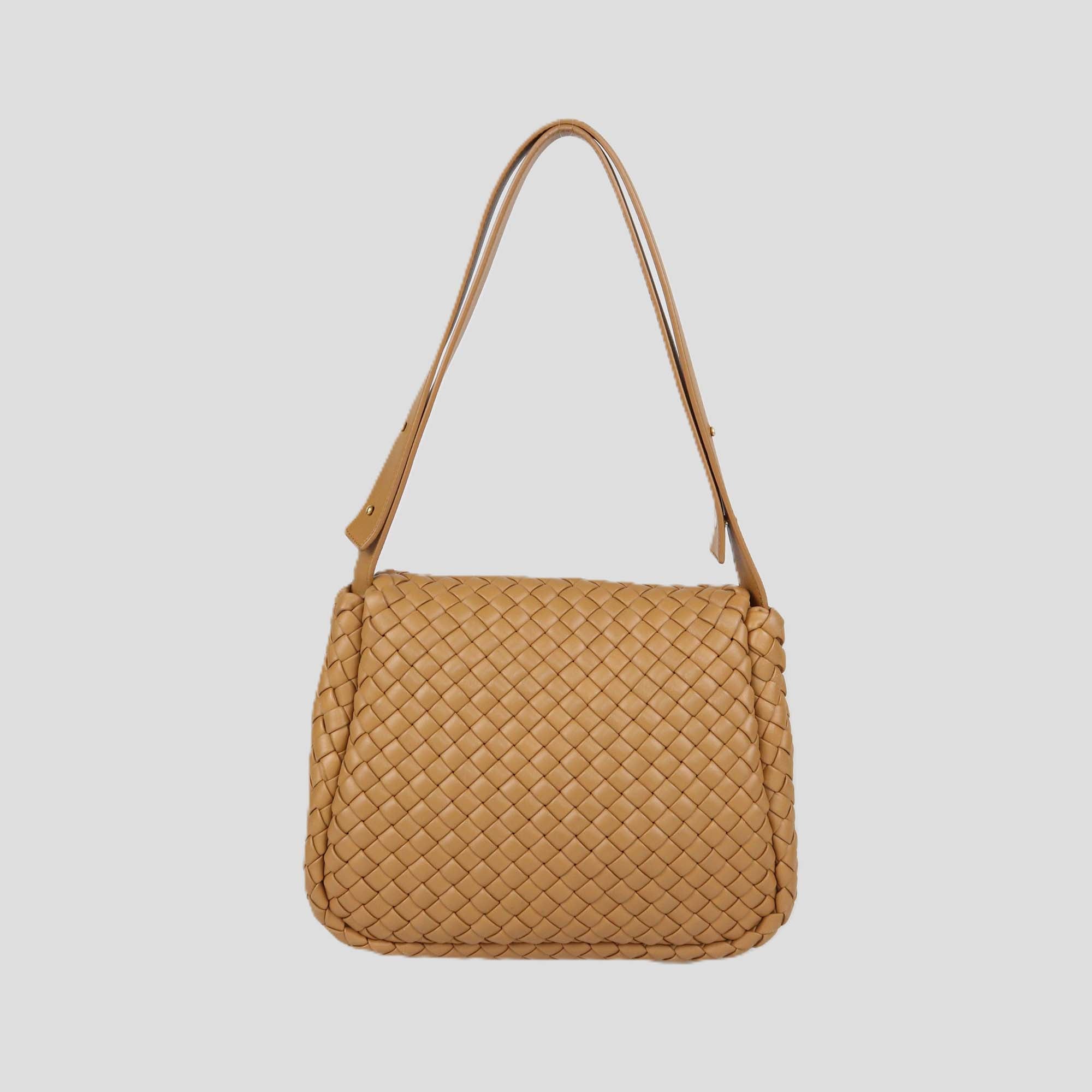 Bottega Veneta Brown Intrecciato Leather Cobble Shoulder Bag