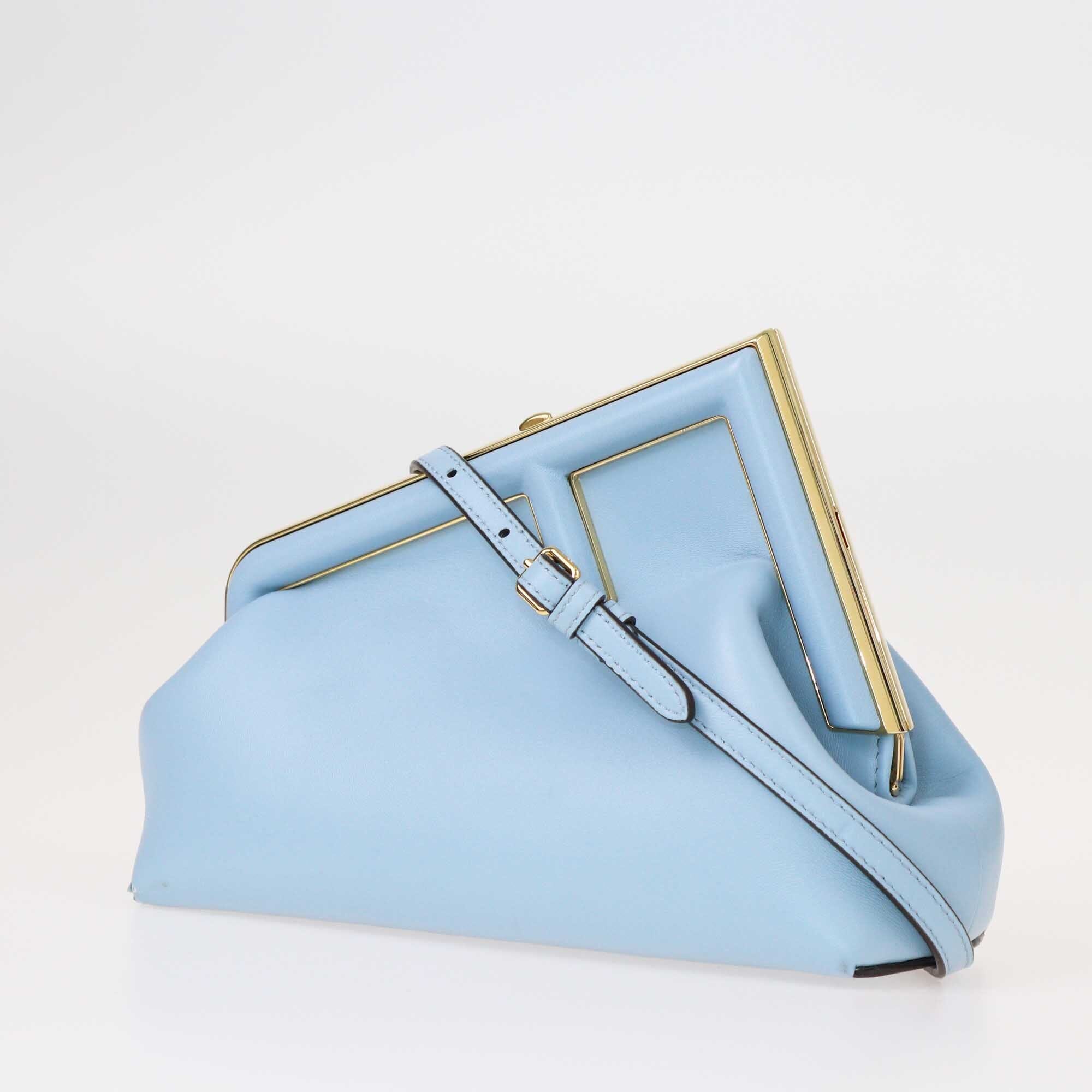 Fendi Blue First Clutch Crossbody Bag Bags Fendi 