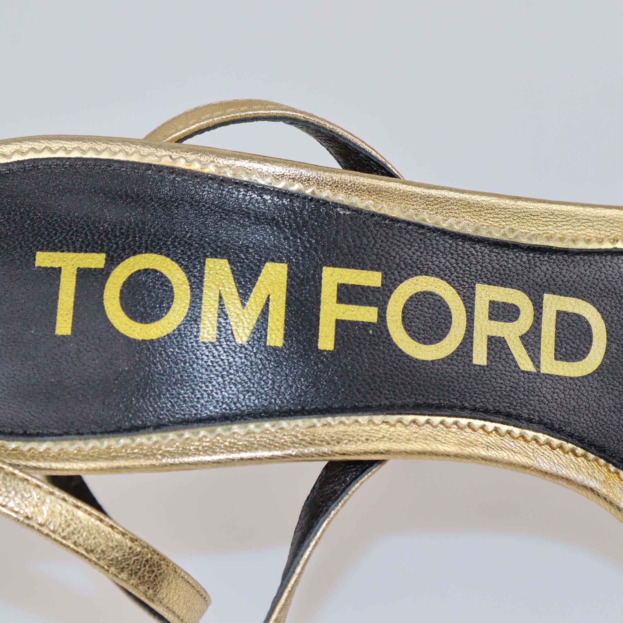 Tom Ford Gold Padlock Pointy Naked Sandals Womens Tom Ford 