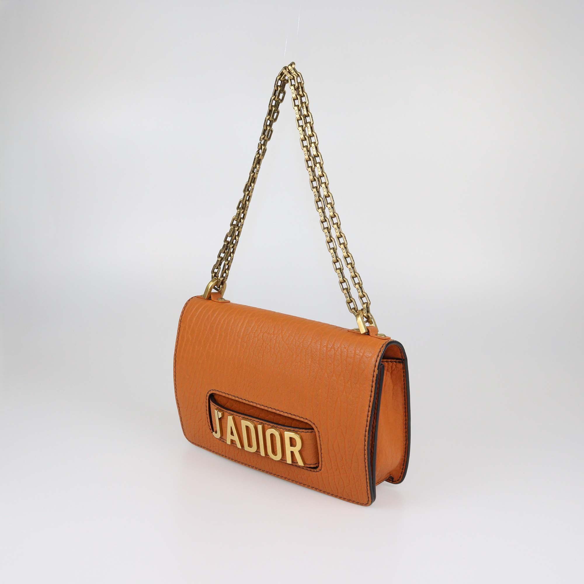 Christian Dior Brick Orange Leather Medium J'Adior Flap Bag