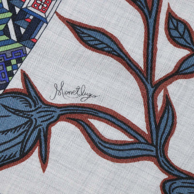 Hermes Multicolor Cashmere Silk Le Jaguar Et Le Colibri Shawl