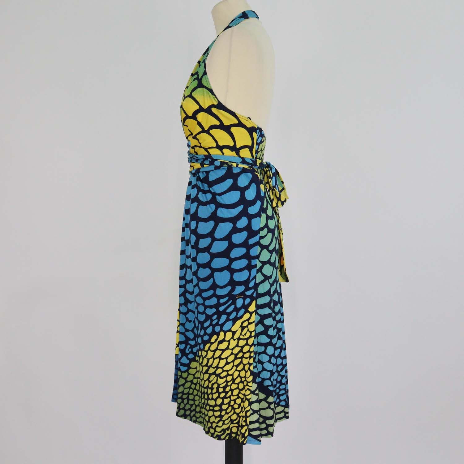 Issa Multicolor Silk Printed Halterneck Dress