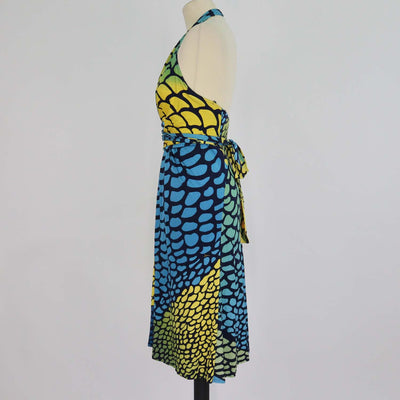 Issa Multicolor Silk Printed Halterneck Dress