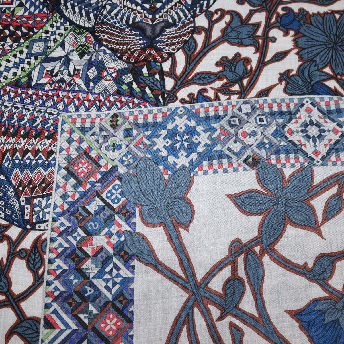 Hermes Multicolor Cashmere Silk Le Jaguar Et Le Colibri Shawl