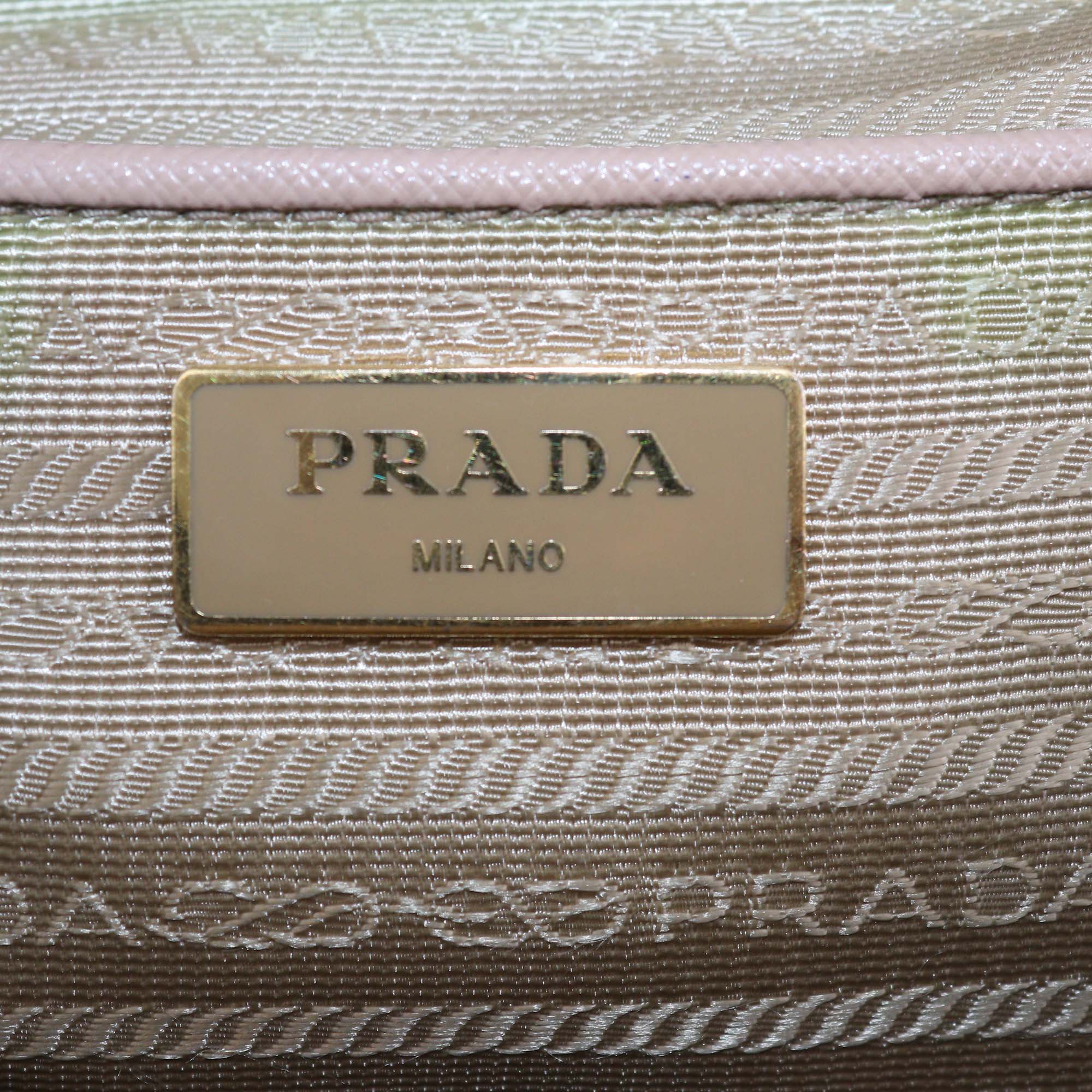 Prada Beige Saffiano Lux Leather Medium Double Zip Tote