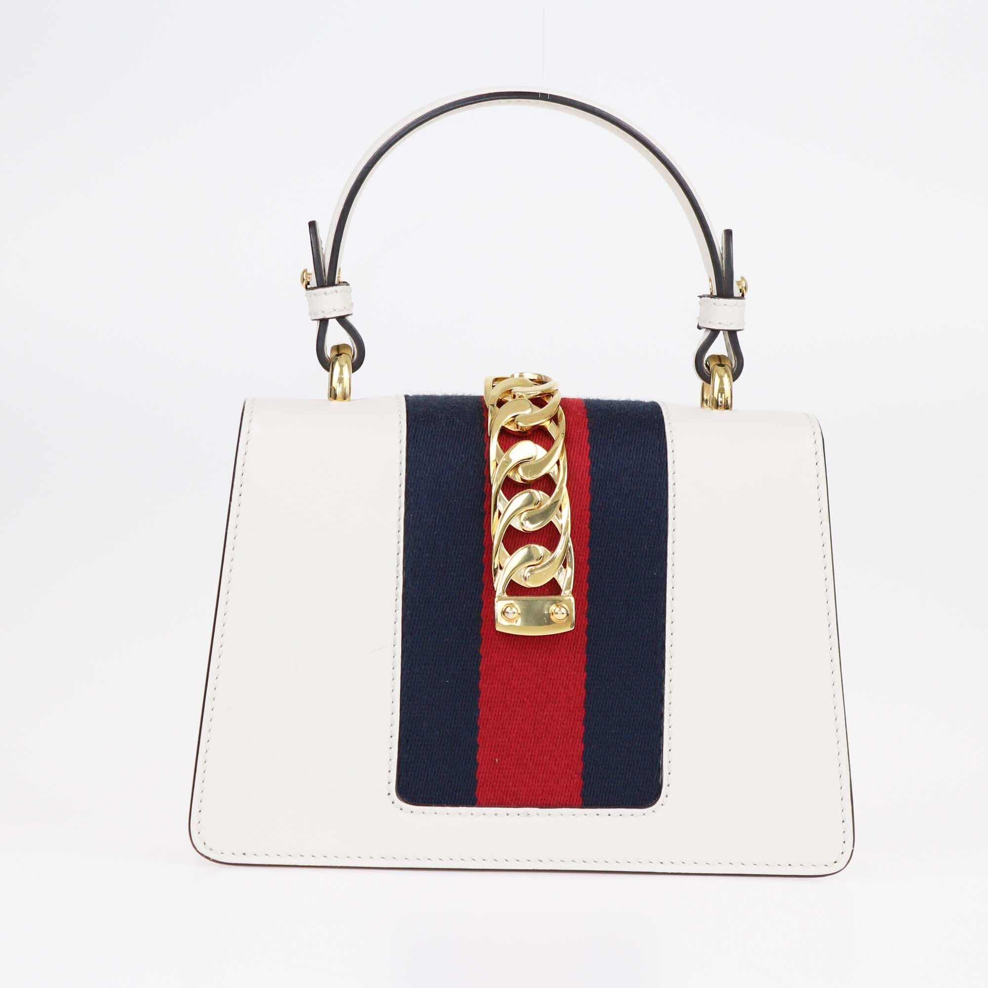 Gucci Off White Mini Web Sylvie Top Handle Bag Bags Gucci 