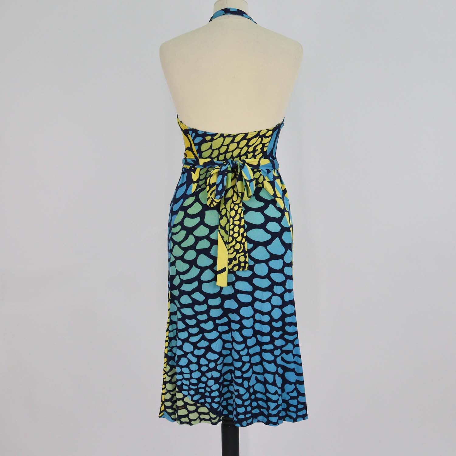 Issa Multicolor Silk Printed Halterneck Dress