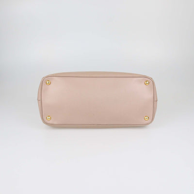 Prada Beige Saffiano Lux Leather Medium Double Zip Tote